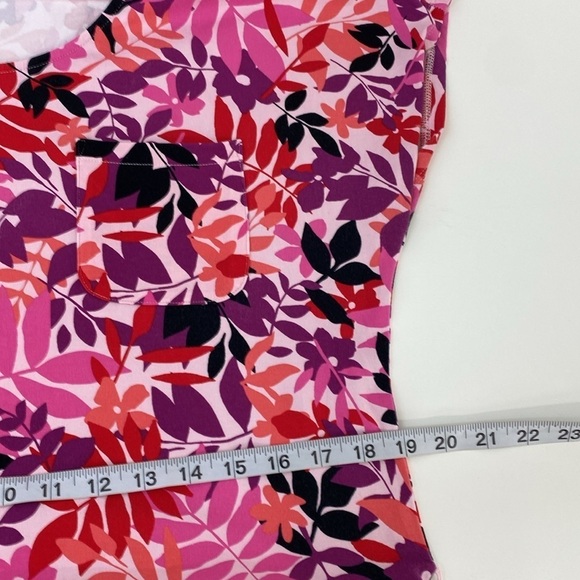 Lands'End Cotton Pullover Dress Leaf Print Cap Sleeve Women's Medium - Picture 8 of 13